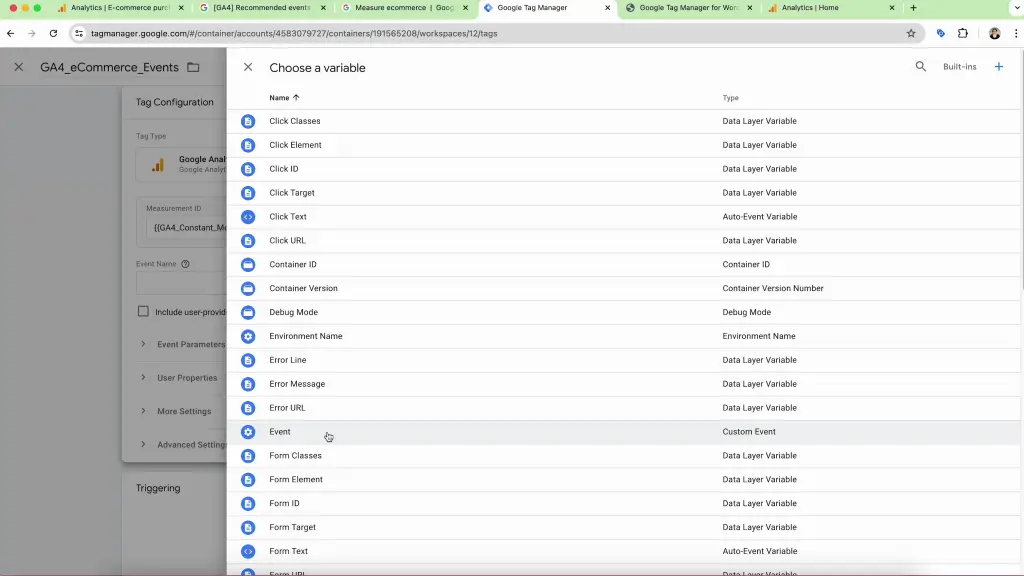 events google tag manager