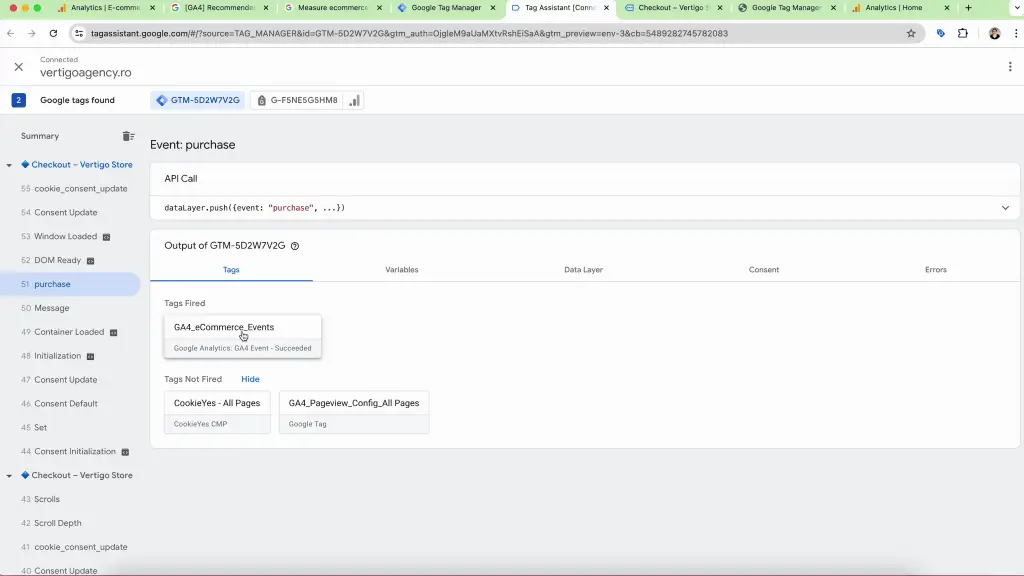 Testing GA4 ecommerce tracking